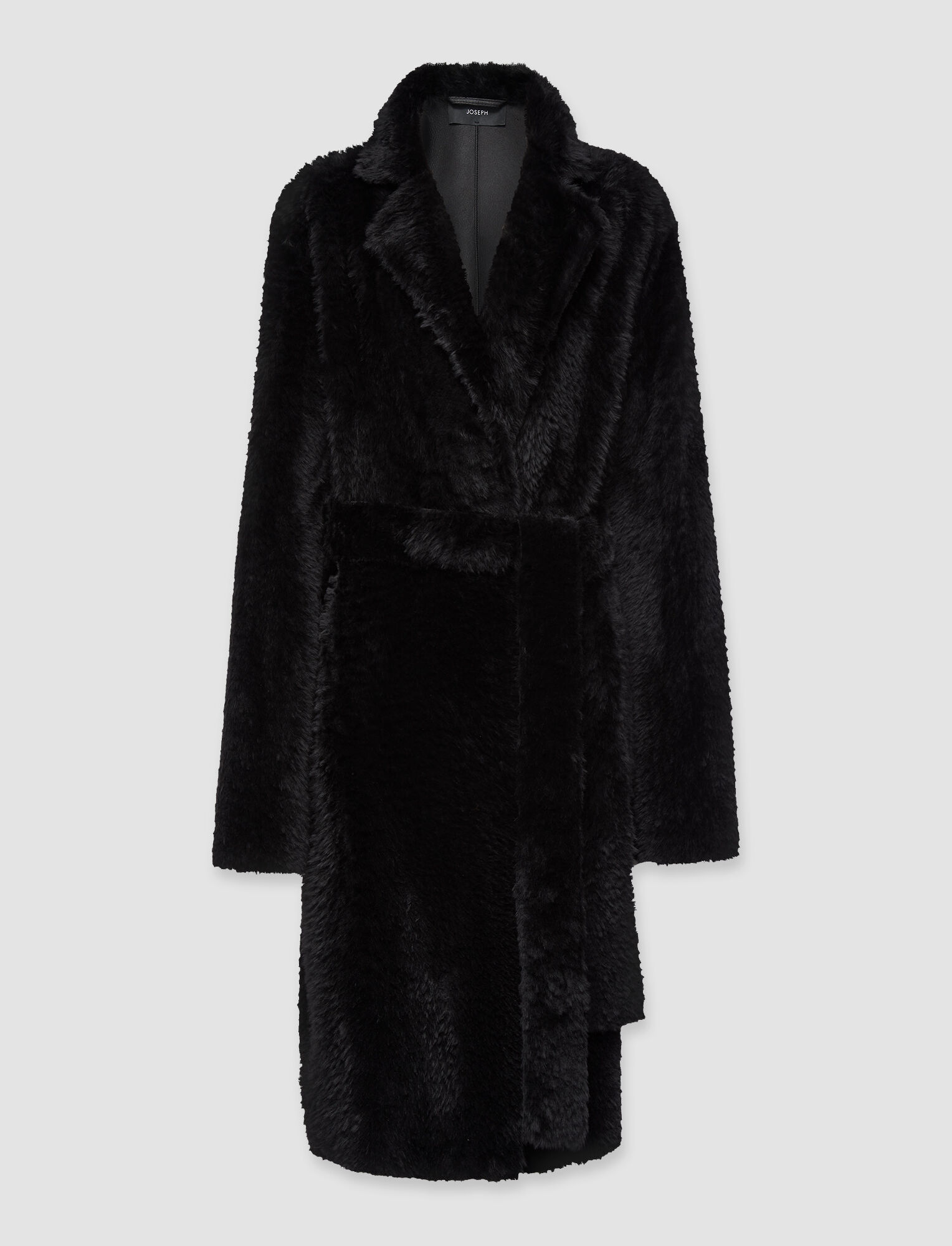 Joseph, Textured Merino Cenda Long Coat, in Black