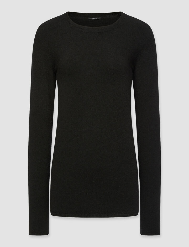 Joseph, Rd Nk Ls-Cosy Wool Cashmere, in Black