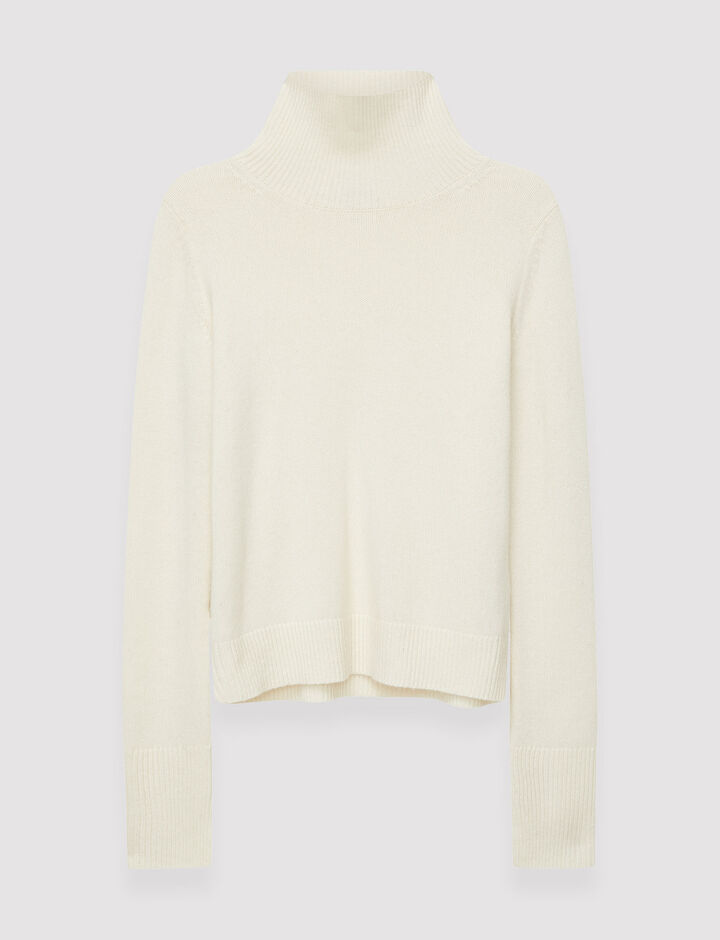 Joseph, High Nk Ls-Pure Cashmere, in Ivory