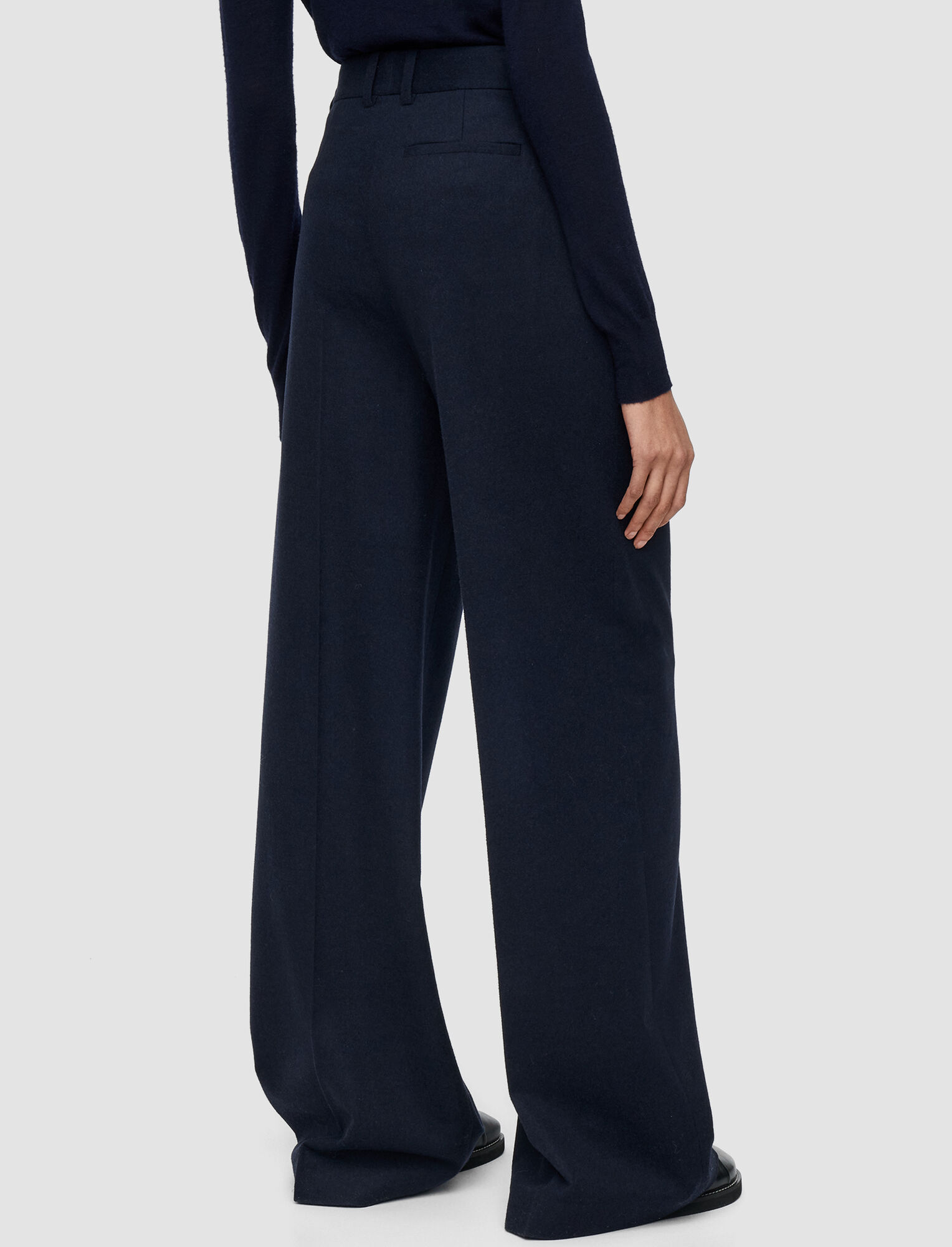 Joseph, Brushed Flannel Alana Trousers, in Navy