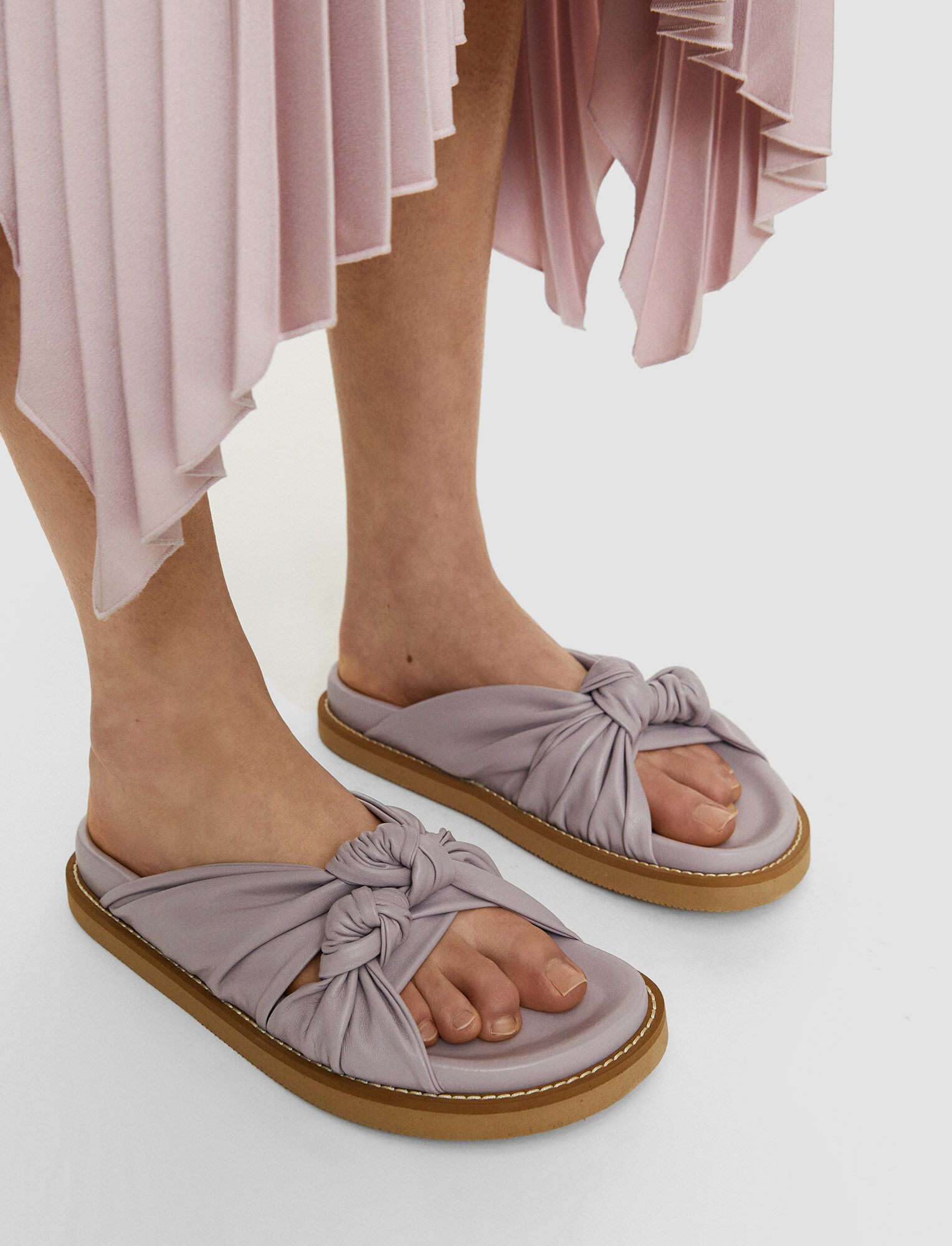 Joseph, Leather Big Knot Sandals, in Sweet Pea