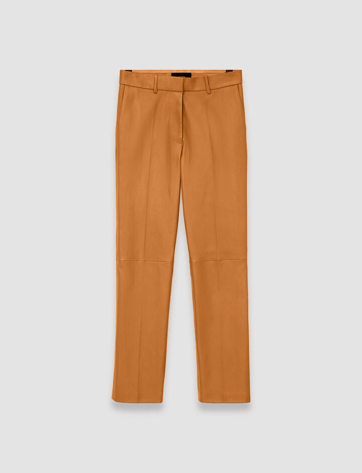 Joseph, Leather Stretch Coleman Trousers, in Clay