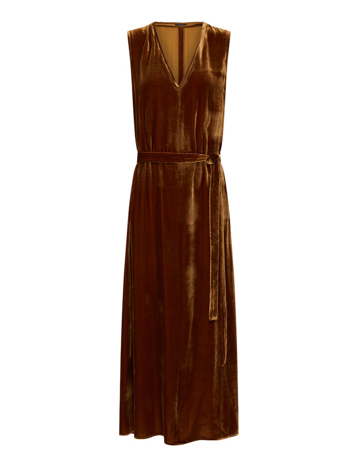 Joseph, Dorsay-Dress-Drapy Velvet, in Copper