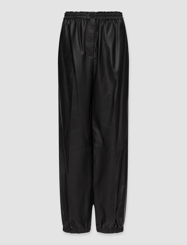 Joseph, Nappa Leather Viscount Trousers, in Black
