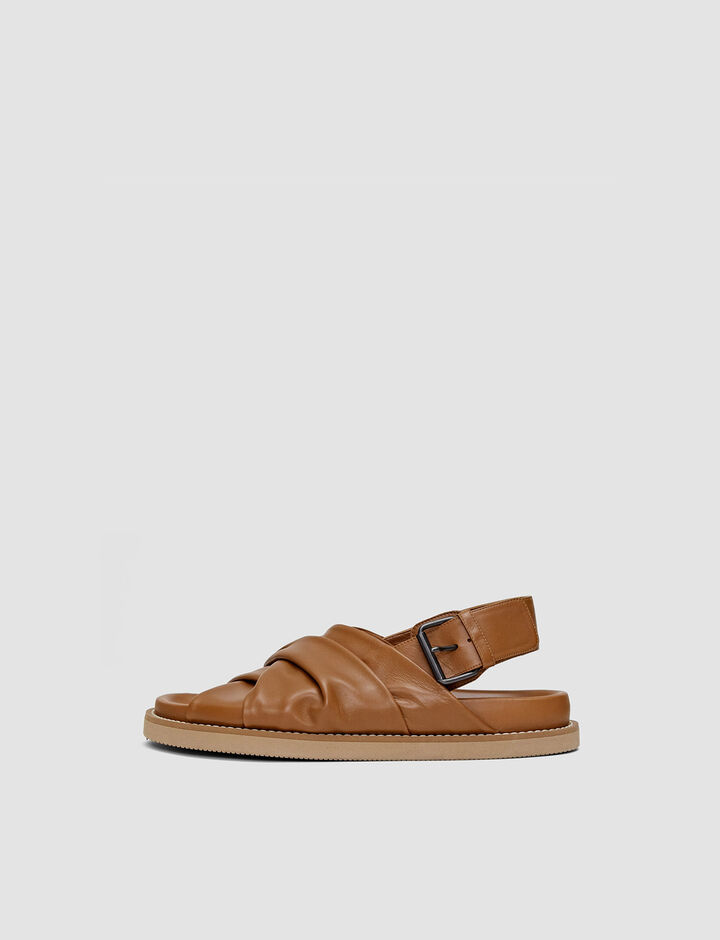 Joseph, Leather Jazzy Strap Sandals, in Clay