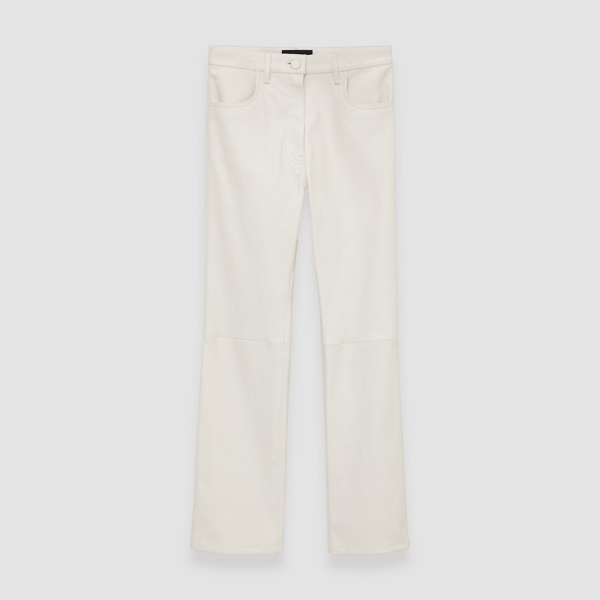 Shop Joseph Leather Stretch Duke Trousers In Oyster White