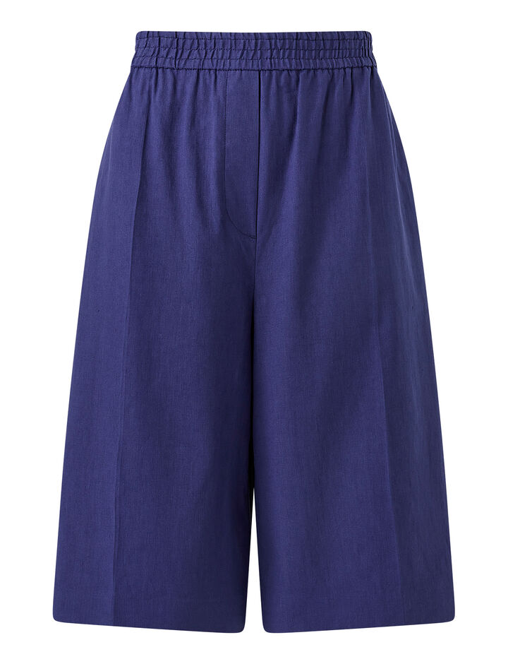 Joseph, Stretch Linen Cotton Tan Shorts, in COBALT BLUE