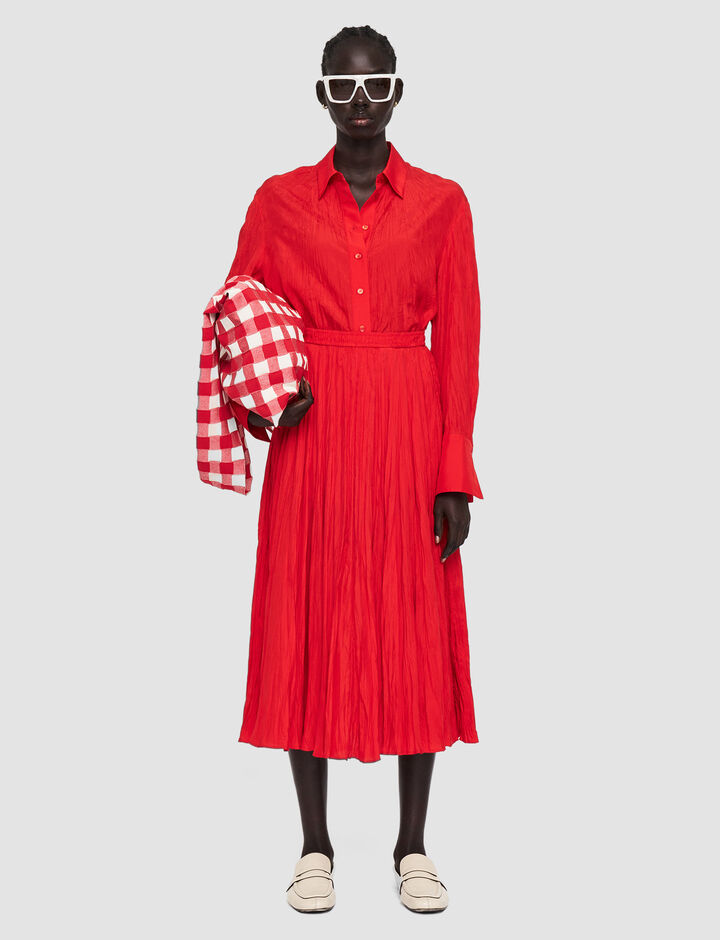 Joseph, Silk Habotai Sully Skirt, in Crimson