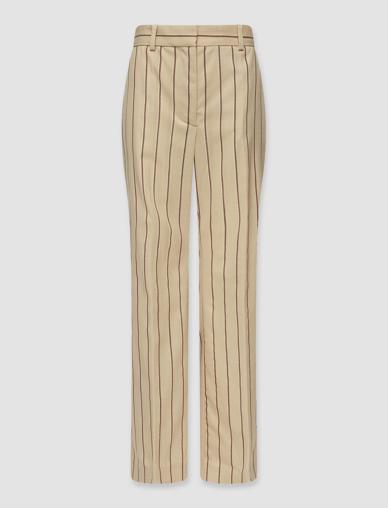 Joseph, Spring Wool Stripe Talia Trousers, in Chai/Sulphur