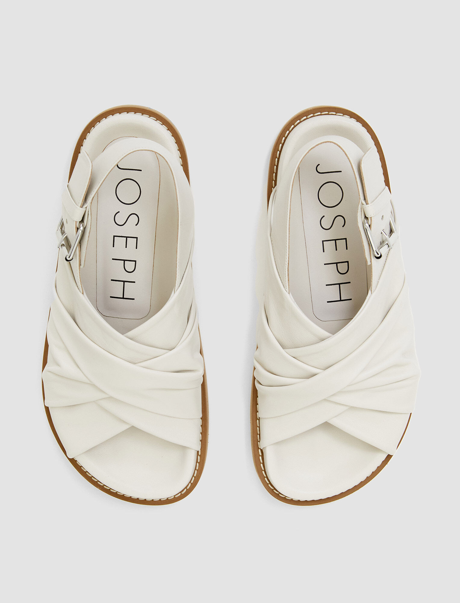 Joseph, Leather Jazzy Strap Sandals, in Ivory