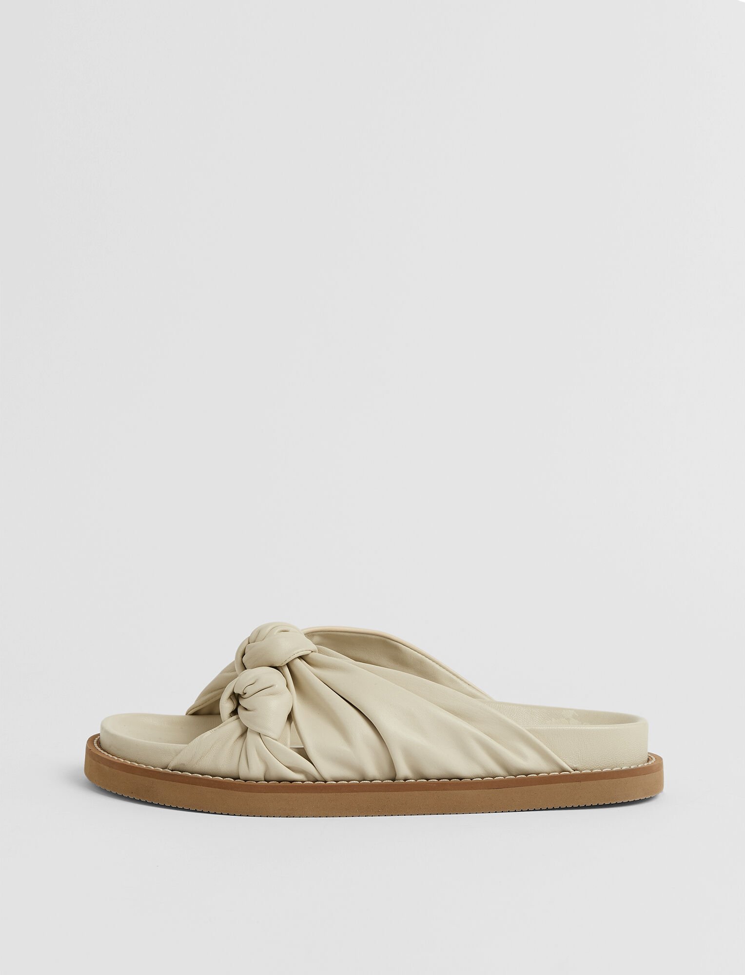 Joseph, Leather Big Knot Sandals, in Straw