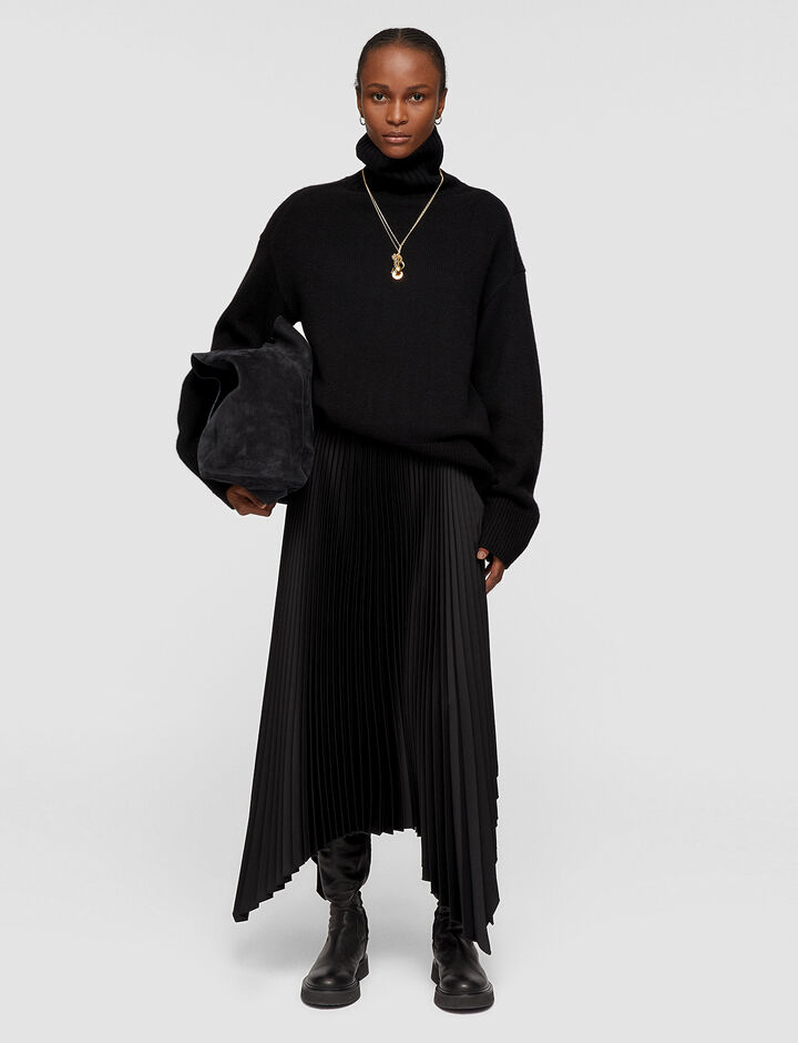 Joseph, Knit Weave Plissé Ade Skirt, in BLACK