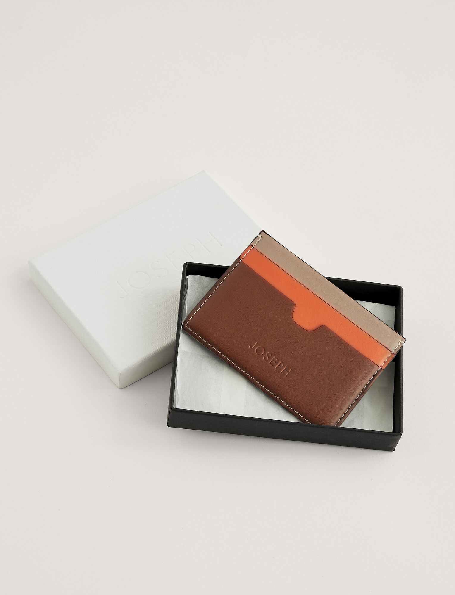 Joseph, Leather Card Holder, in MIX 3 MINK/ORANGE/TAN