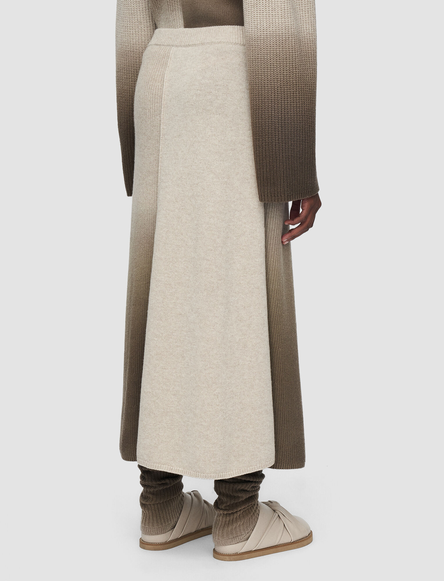 Joseph, Painted Wool Cashmere Skirt, in Cobble Stone