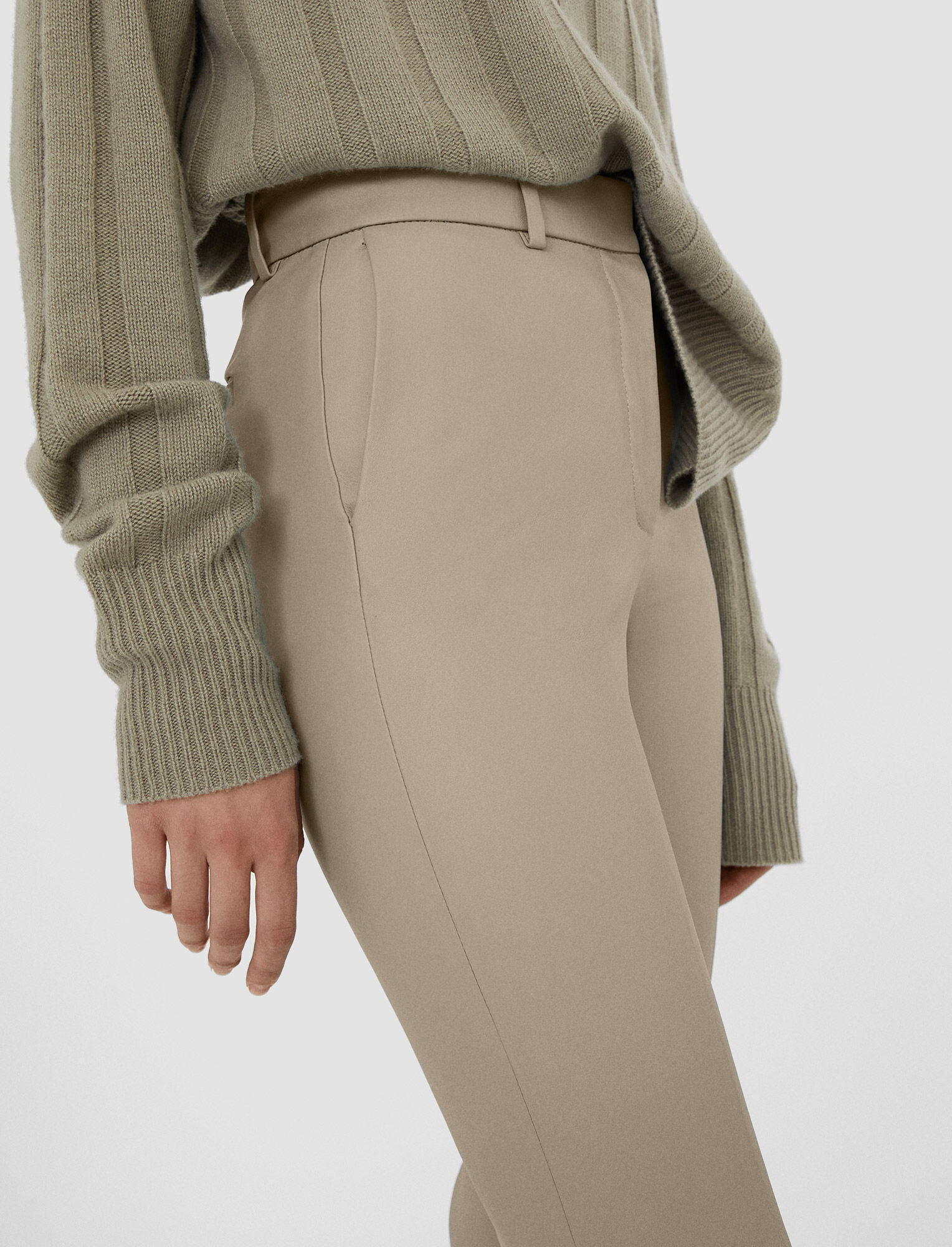 Joseph, Leather Stretch Coleman Trousers, in Pewter