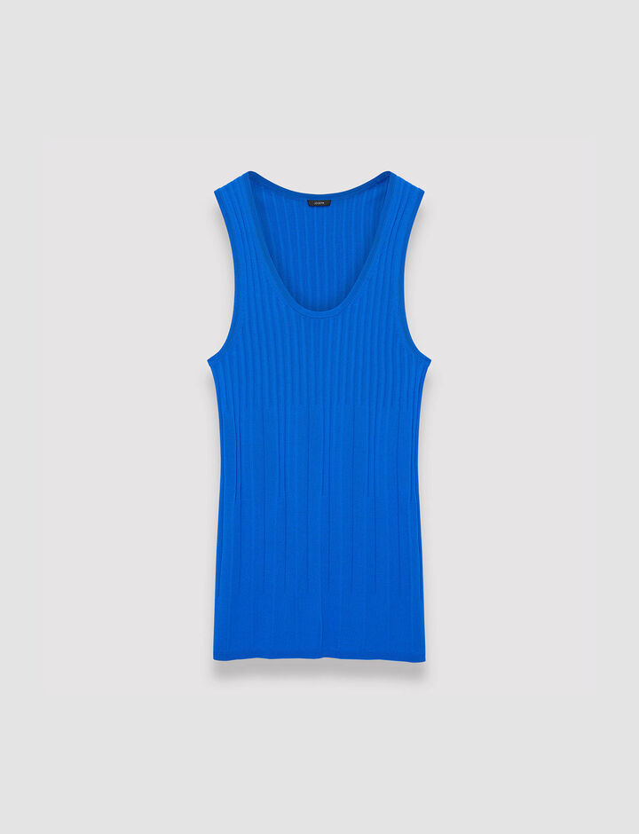 Joseph, Viscose Ribbed Knitted Tank Top, in Ultra Marine