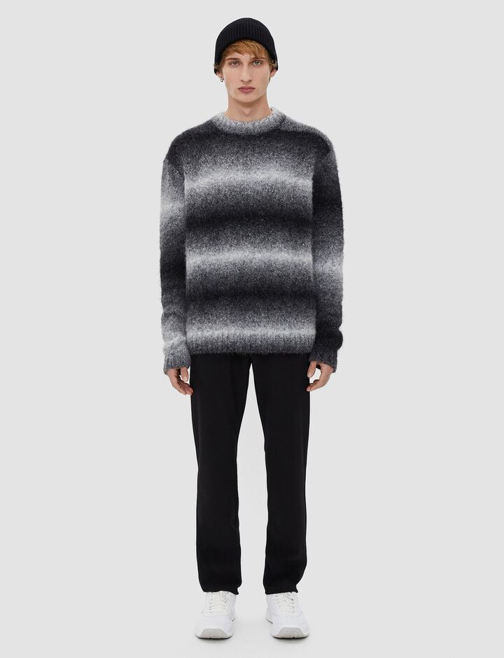 Joseph, Rd Nk-Printed Knit, in Mid Grey