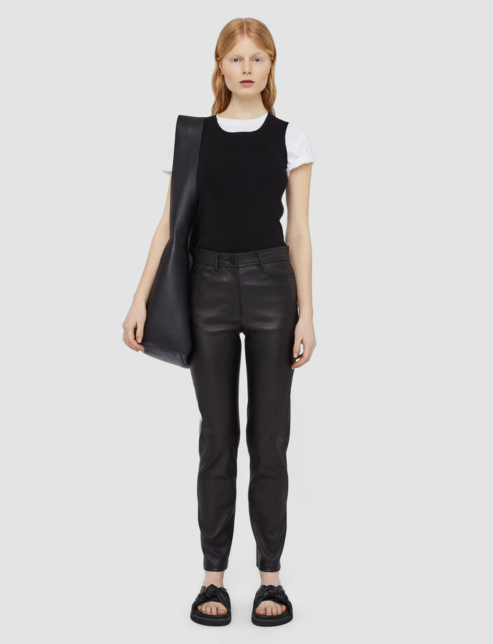 Joseph, Teddy-Pant-Leather Stretch, in Black