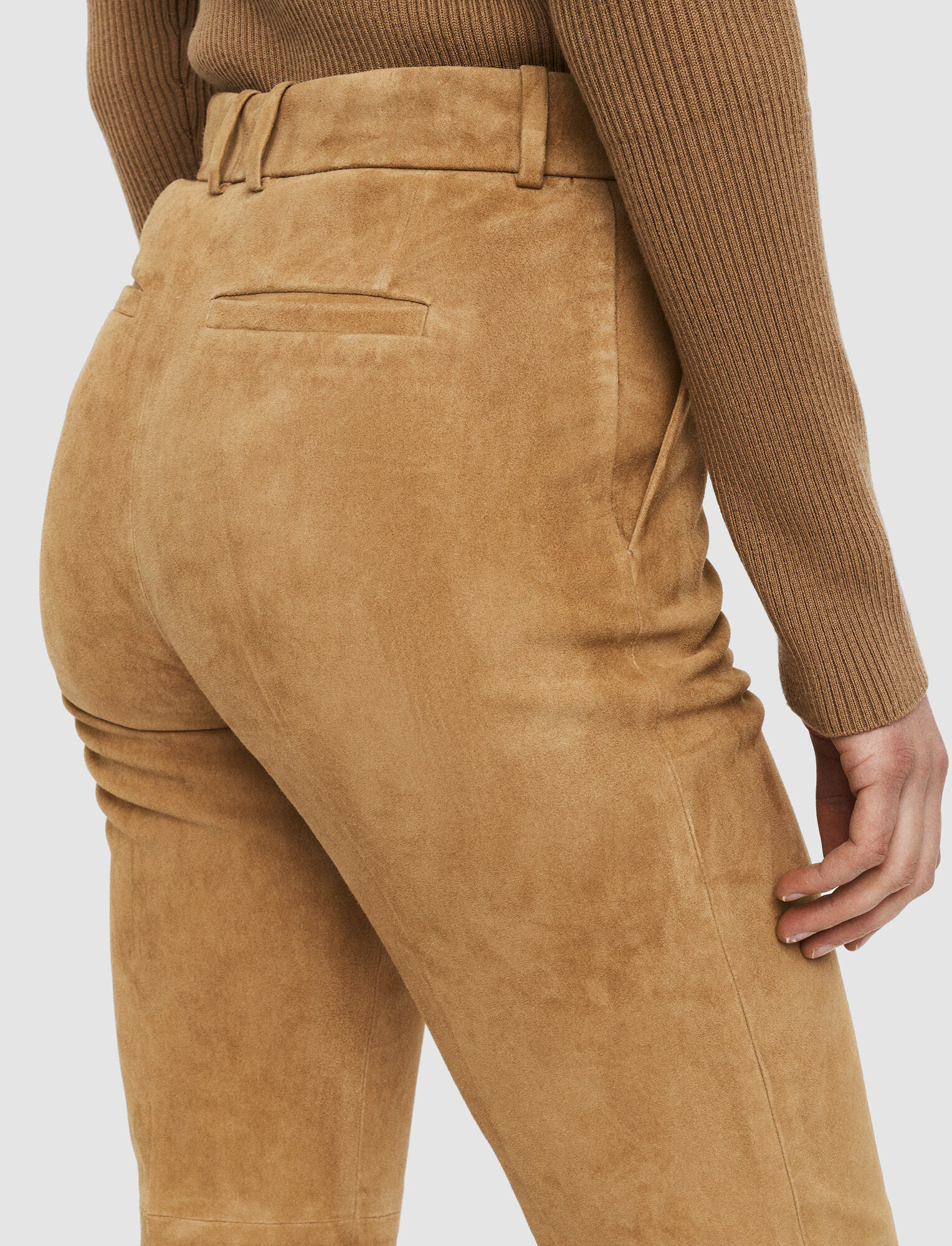 Suede Stretch Coleman Trousers in Beige