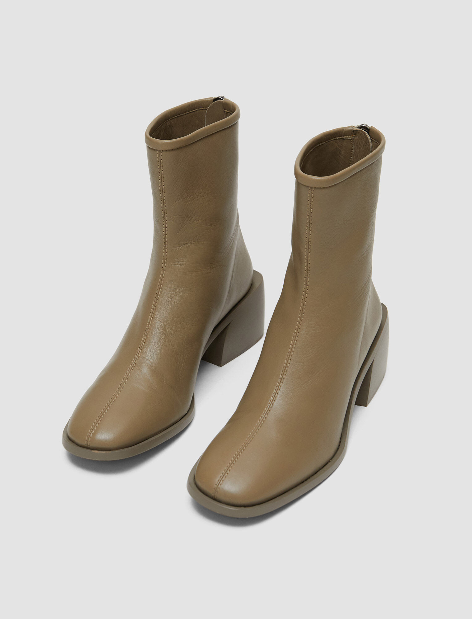 Shop Joseph Leather Ankle Boots In Khaki