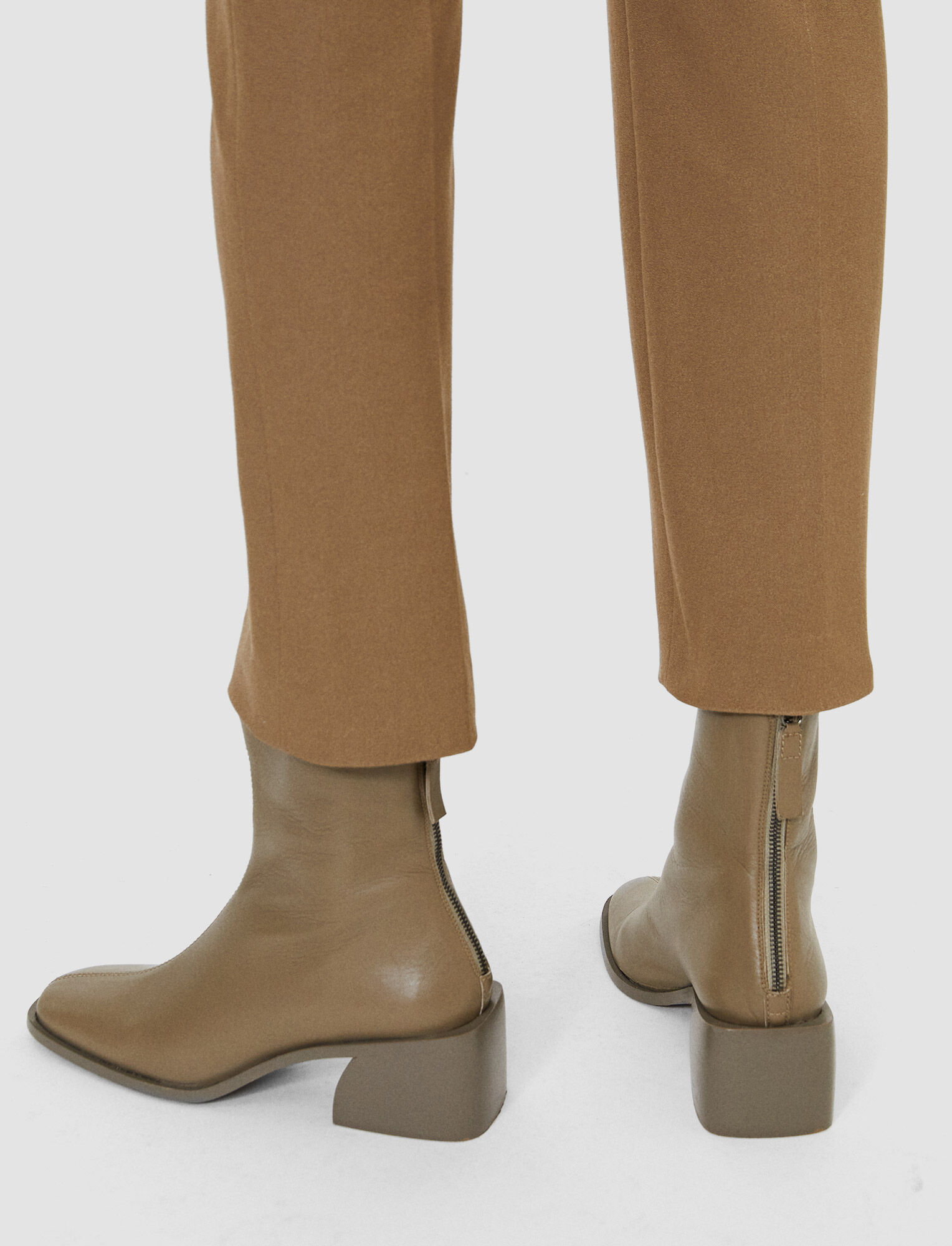 Shop Joseph Leather Ankle Boots In Khaki
