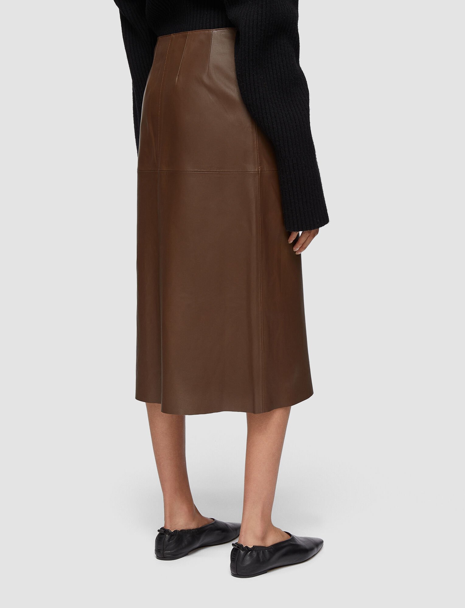 Joseph, Nappa Leather Sidena Skirt, in PINECONE