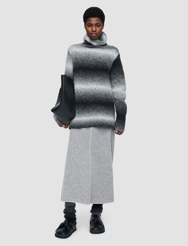 Joseph, High Nk-Printed Knit, in Mid Grey