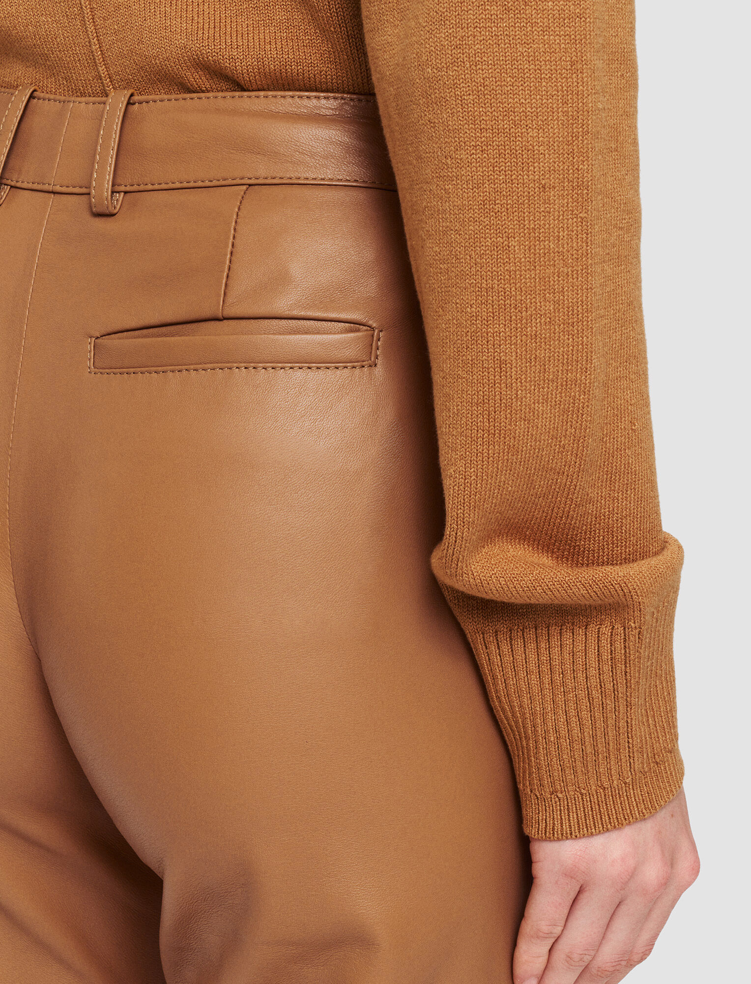 Joseph, Nappa Leather Tessier Trousers, in Clay