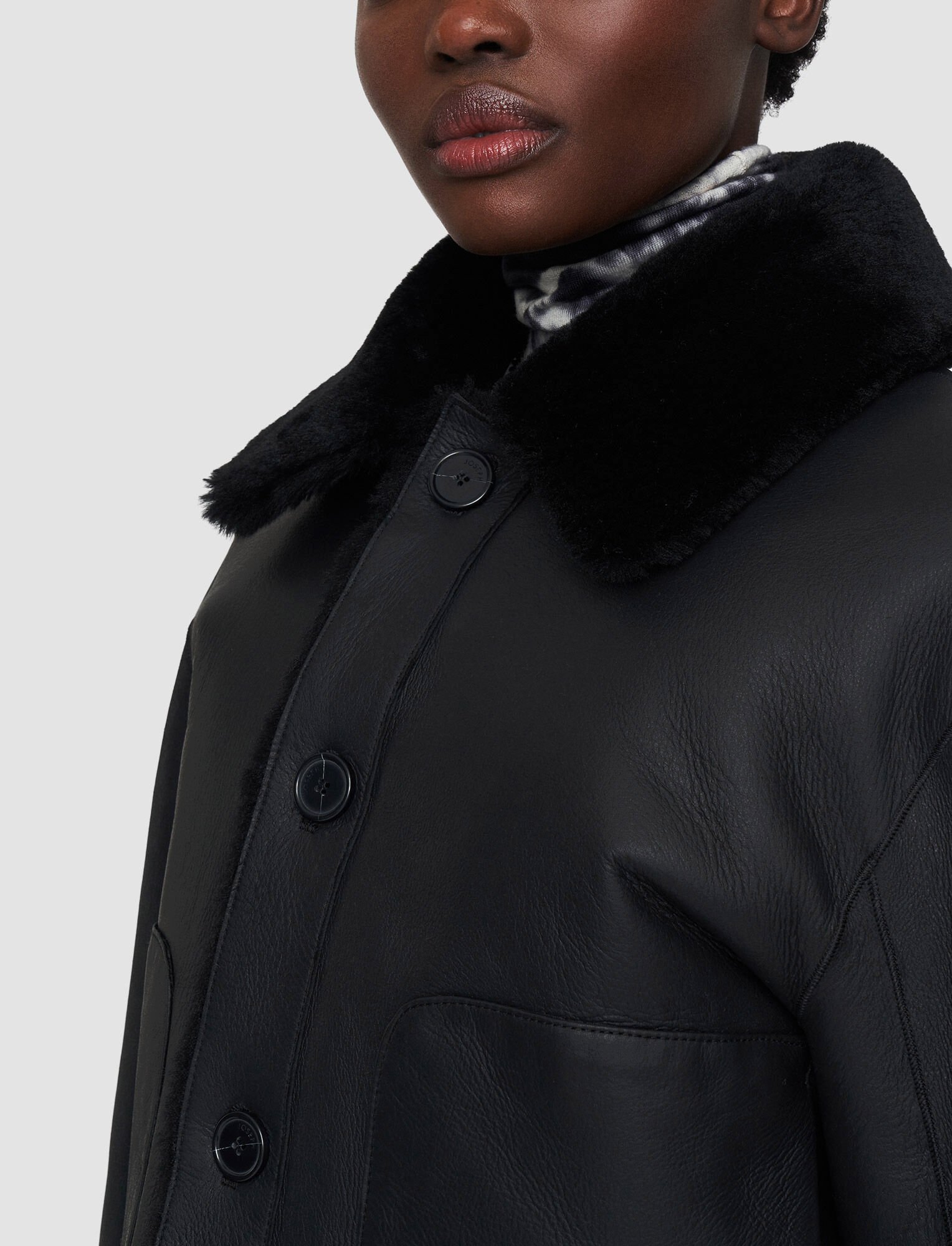 Joseph, Reversible Shearling Alloway Coat, in Black