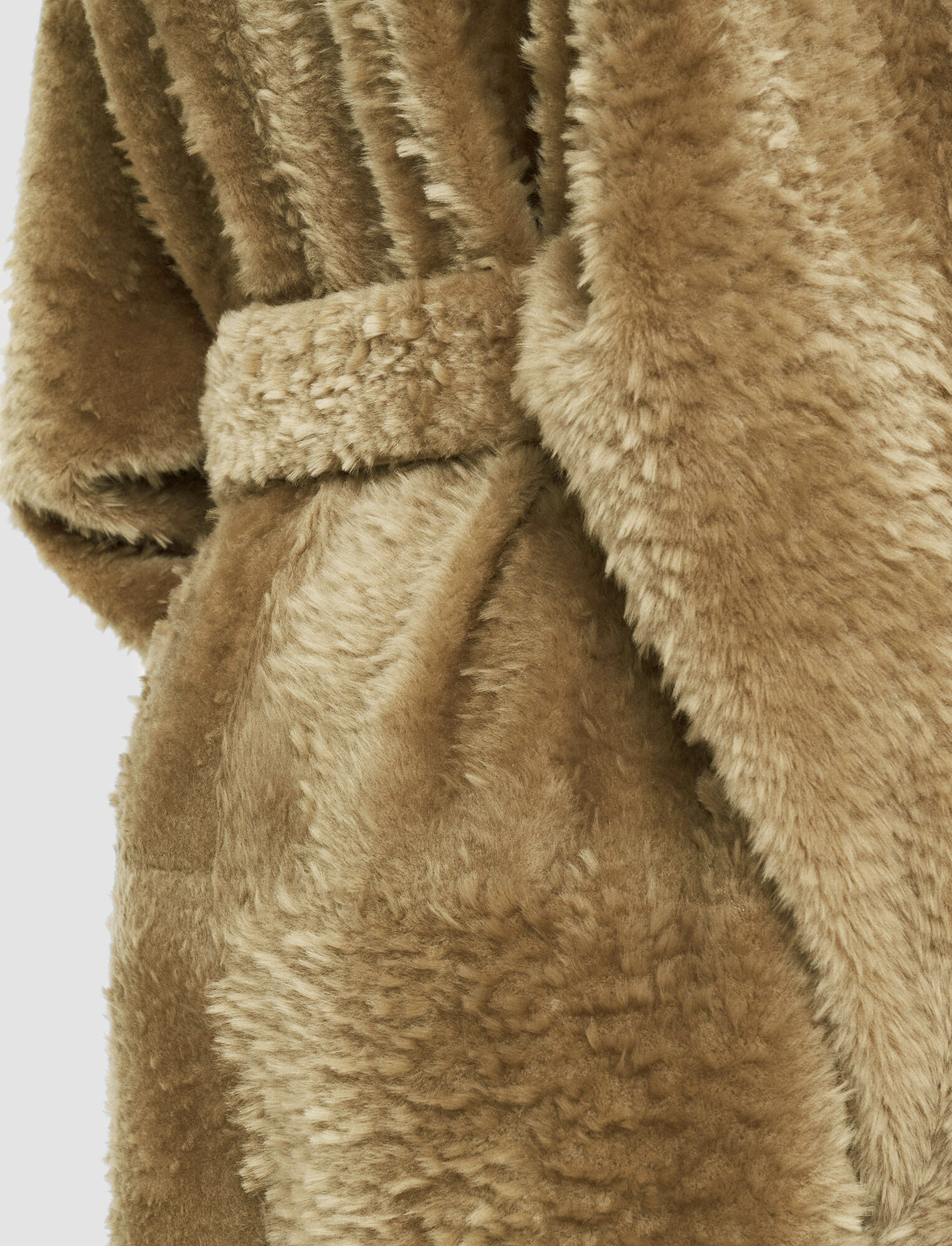 Joseph, Textured Shearling Cail Coat, in Khaki