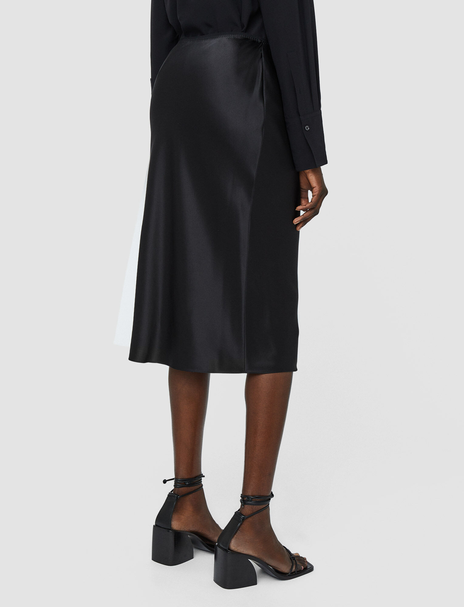 Joseph, Silk Satin Isaak Skirt, in BLACK
